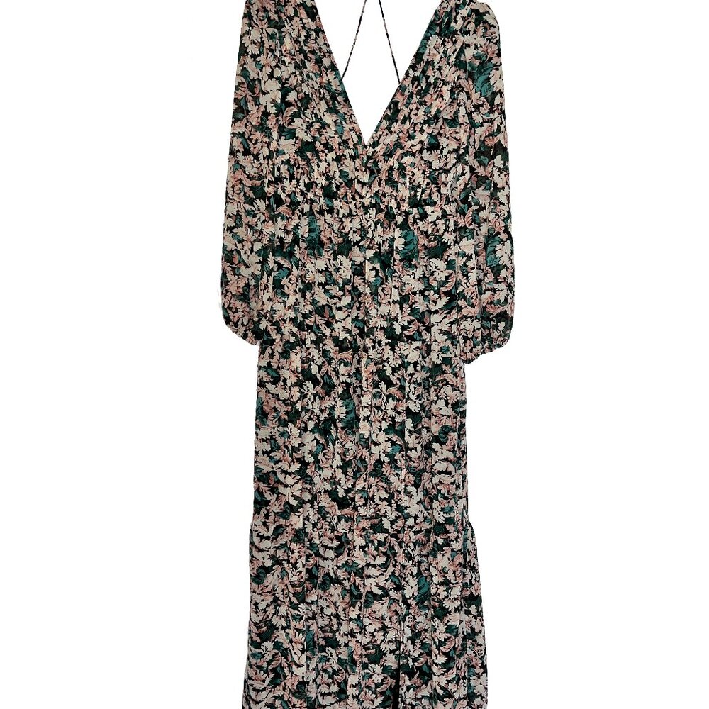 ASTR The Label Women's v-neck open back Floral long sleeve Maxi dress Small